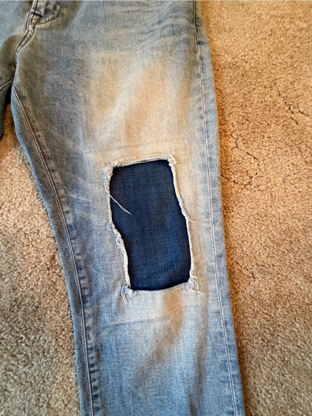 Denham Jeans Light Blue Boyfriend Jeans with Dark Patch Details - Picture 2 of 15